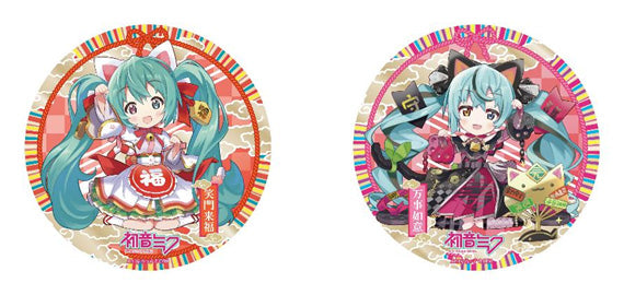 Hatsune Miku x Maneki-neko KADOKAWA Good Luck Big Can Badge Art by Rassu