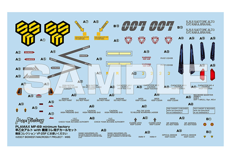 Macross F Max Factory PLAMAX MF-69 minimum factory Alto Saotome with VF-25F Decal Set