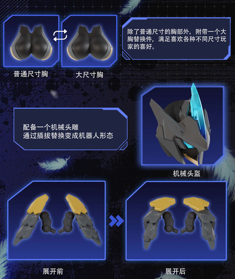 MECHA ANGEL SERIES KAI TIAN JI CHUANG BLACK SWAN ELYSIA 1/12 SCALE ACTION PLASTIC MODEL KIT