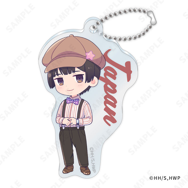 Hetalia World Stars D-techno Acrylic Key Chain -Suspenders Style- (DreCelle Mini)(1-12 Selection)