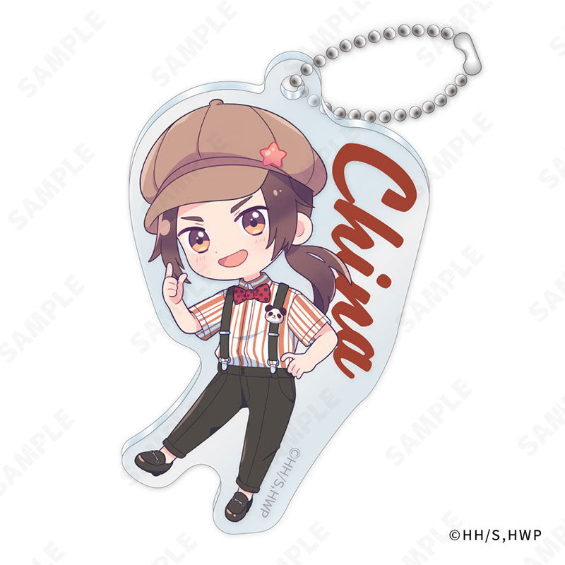 Hetalia World Stars D-techno Acrylic Key Chain -Suspenders Style- (DreCelle Mini)(1-12 Selection)
