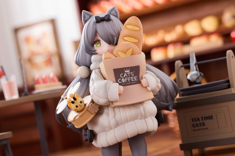 TEA TIME CATS SCENE RIBOSE DLC SERIES CAT TOWN BAKERY CUSTOMER NON-SCALE FIGURINE