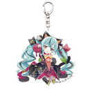 Hatsune Miku x Maneki-neko KADOKAWA Acrylic Key Chain Art by Rassu Black Cat