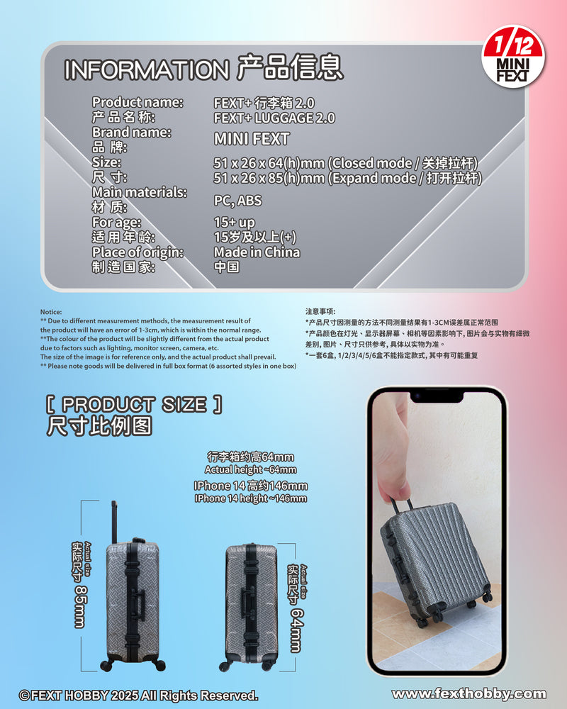 FEXT HOBBY MINI FEXT LUGGAGE 2.0 SERIES 1/12 SCALE TRADING MINIATURE