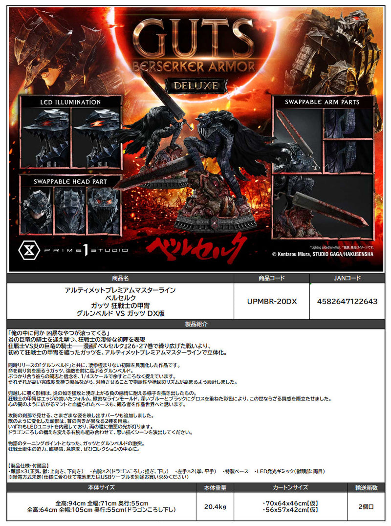 Berserk Prime 1 Studio Ultimate Premium Masterline Guts Berserker Armor Grunbeld VS Guts DX Edition