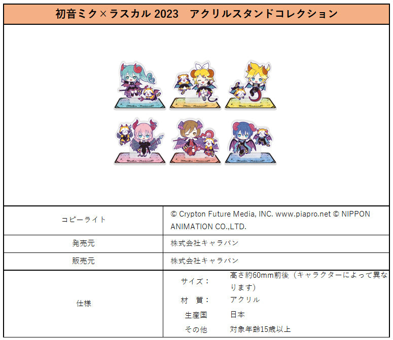 Hatsune Miku x Rascal the Raccoon Caravan 2023 Acrylic Stand Collection(1 Random)