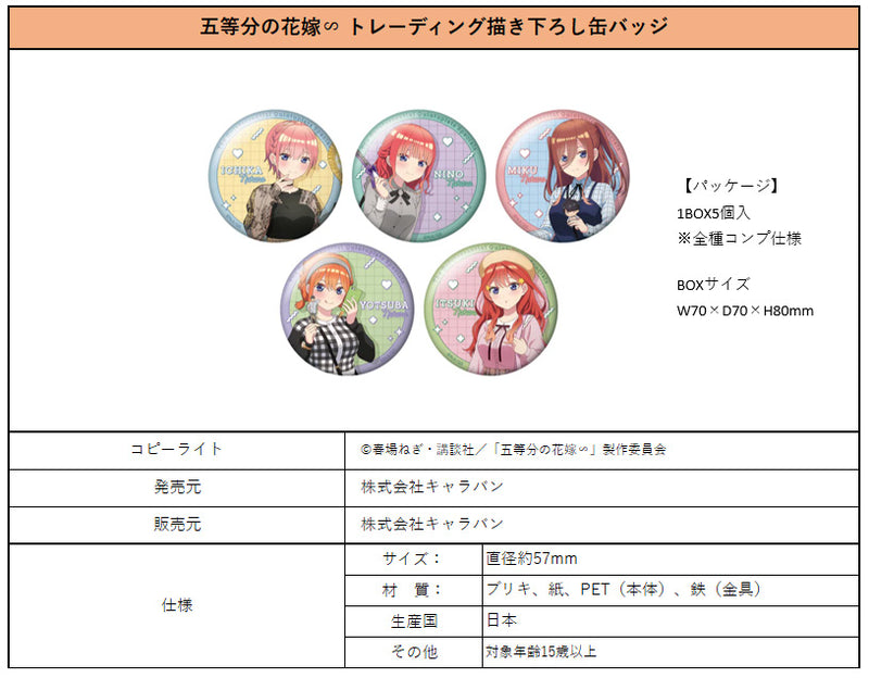The Quintessential Quintuplets Specials Caravan Trading Original Illustration Can Badge