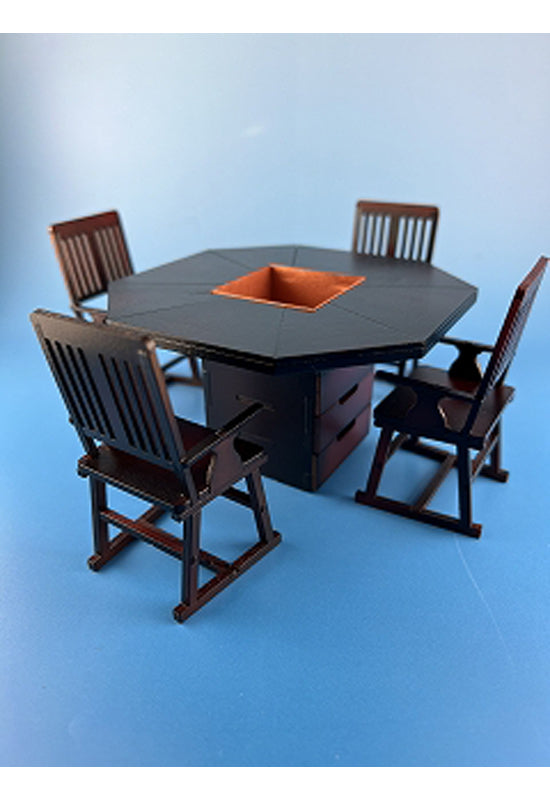 cobaanii mokei 1/12 Octagon Table & Chairs with Irori WZ-028