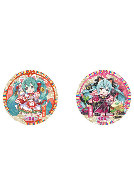 Hatsune Miku x Maneki-neko KADOKAWA Good Luck Big Can Badge Art by Rassu