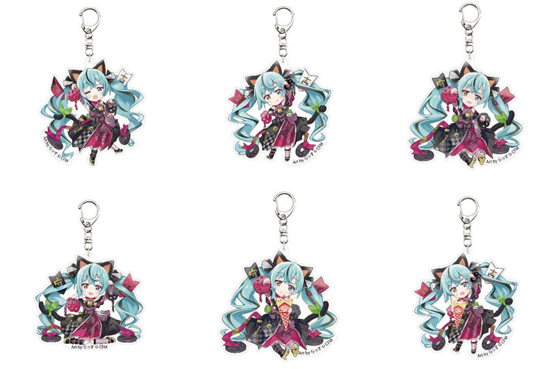 Hatsune Miku x Maneki-neko KADOKAWA Acrylic Key Chain Art by Rassu Black Cat