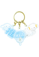 Sanrio Characters Yamano Shigyou Sukipi 3 Charm Key Chain Blue & White