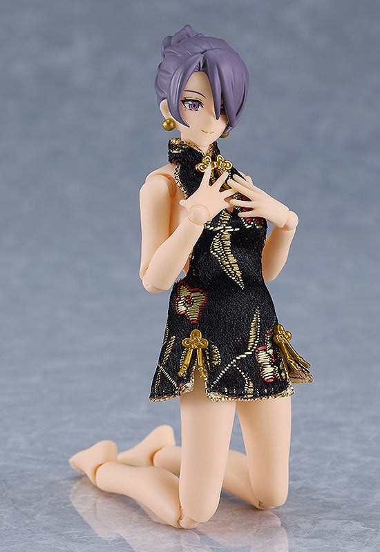 569c figma Female Body (Mika) with Mini Skirt Chinese Dress Outfit (Black)