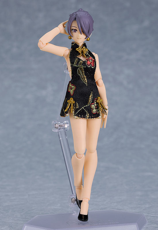 569c figma Female Body (Mika) with Mini Skirt Chinese Dress Outfit (Black)
