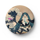 HATUNE MIKU×KATSUSHIKA HOKUSAI Presence CO., LTD. iXima Large Pinback Button The Great Wave off Kanagawa/Fine Wind, Clear Morning