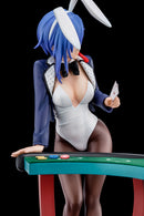 The Demon Sword Master of Excalibur Academy Nippon Columbia Sakuya Sieglinde wearing lapis lazuli blue bunny costume with Nip Slip Gimmick System