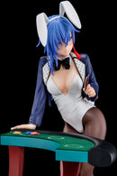 The Demon Sword Master of Excalibur Academy Nippon Columbia Sakuya Sieglinde wearing lapis lazuli blue bunny costume with Nip Slip Gimmick System