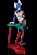 The Demon Sword Master of Excalibur Academy Nippon Columbia Sakuya Sieglinde wearing lapis lazuli blue bunny costume with Nip Slip Gimmick System