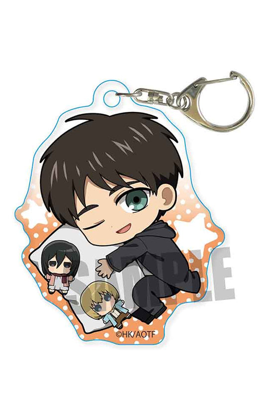 Attack on Titan Bell House GyuGyutto Acrylic Key Chain Eren Yeager (Mikasa & Armin) Oyasumi Ver.