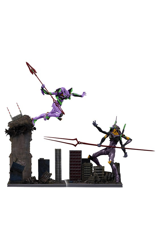 Evangelion: 3.0+1.0 Thrice Upon a Time UNION CREATIVE SCENE SCAPE DIORAMA EVA Unit 01 vs EVA Unit 13 Limited Edition Color Version.