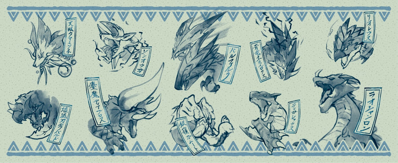 MONSTER HUNTER DOUBLE CROSS CAPCOM Japanese pattern YUNOMI Blue