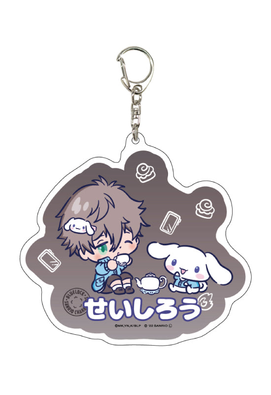 Blue Lock x Sanrio Characters A3 Deka Acrylic Key Chain 06 Nagi Seishiro x Cinnamoroll (Mini Character Illustration)