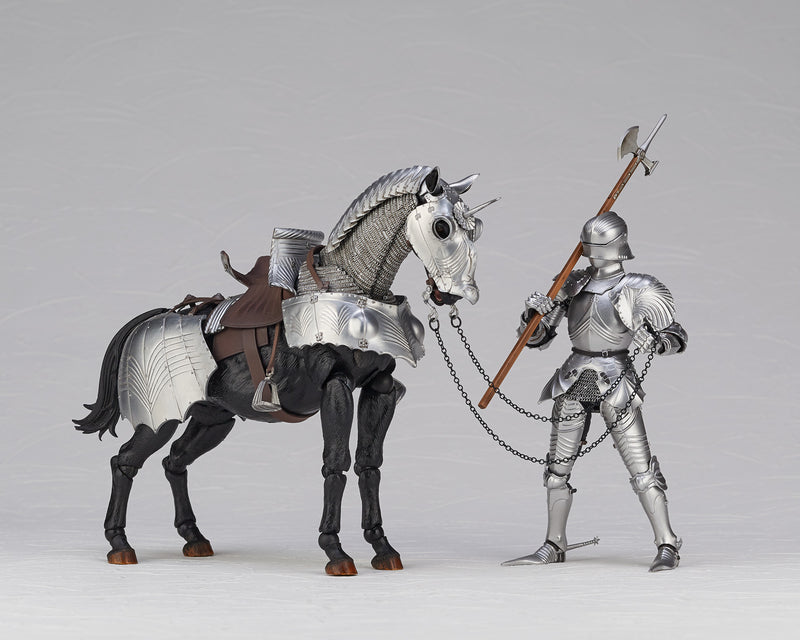 KT Project KT-027 KAIYODO Takeya Style Jizai Okimono 15th Century Gothic Equestrian Armor Silver