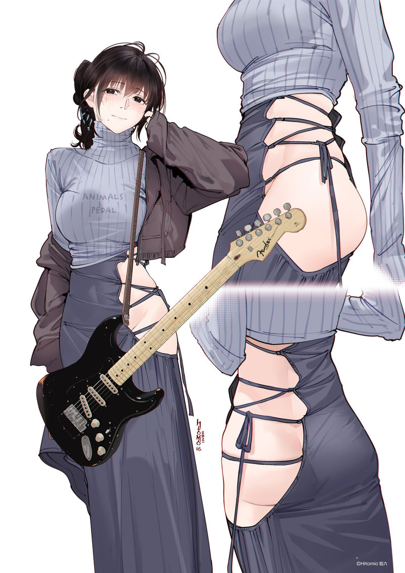 hitomio Juroku Illustration UNION CREATIVE Guitar Meimei Backless Dress