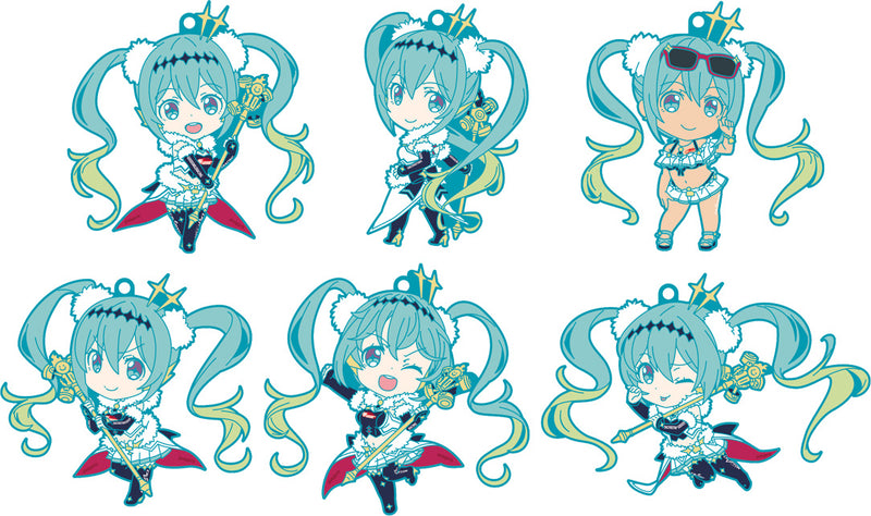 Hatsune Miku GT Project GOOD SMILE COMPANY Racing Miku 2018 Ver. Nendoroid Plus Collectible Rubber Keychains (Set of 6 Characters)