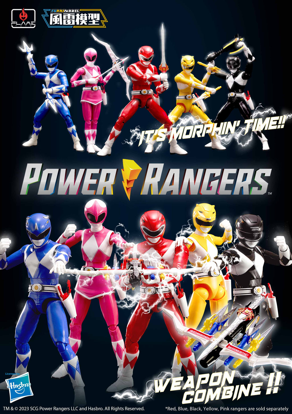 Mighty Morphin Power Rangers Flame Toys Furai Model Black Ranger