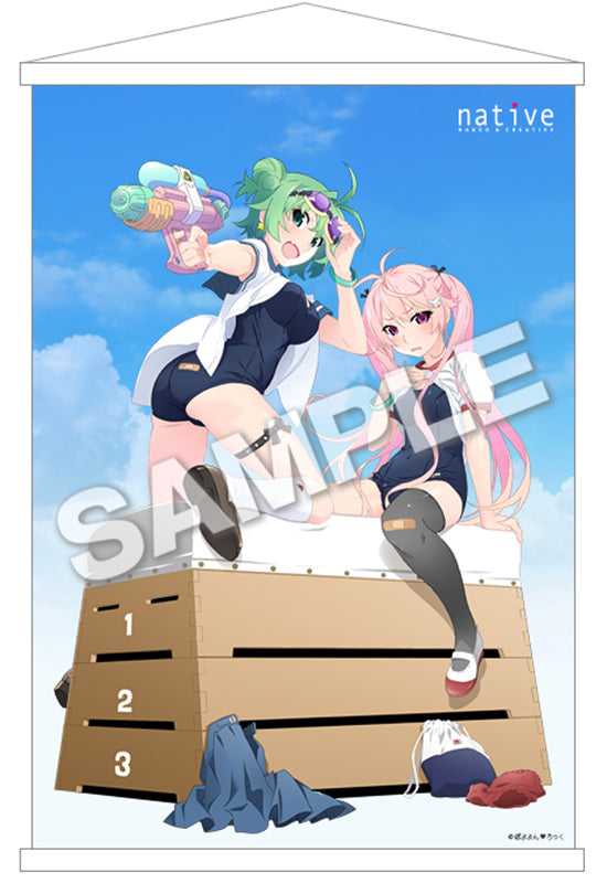 Poyoyon Rock Original Character native Midori & Pink Sukumizu Tapestry