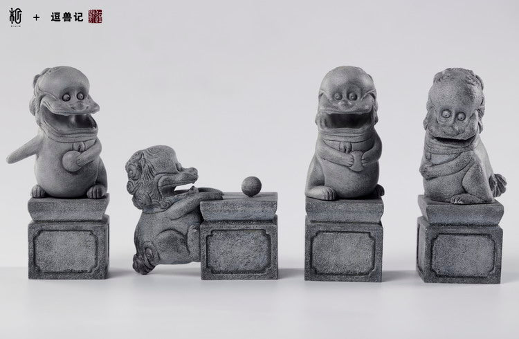 Sum-Art funky beast series stone lion (4 pcs/set)