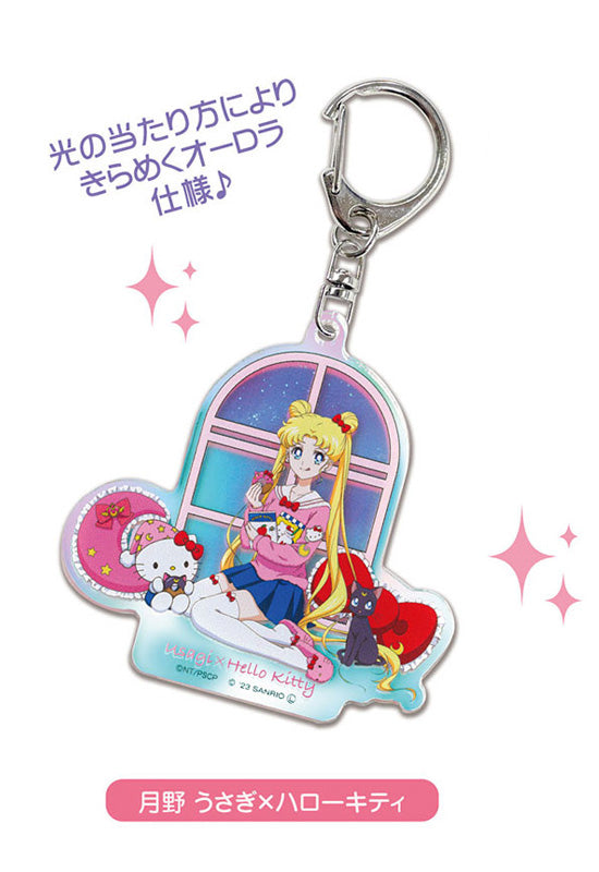 Pretty Guardian Sailor Moon Bandai Acrylic Key Chain Series x Sanrio Characters Aurora TYPE 01 Tsukino Usagi x Hello Kitty AKO