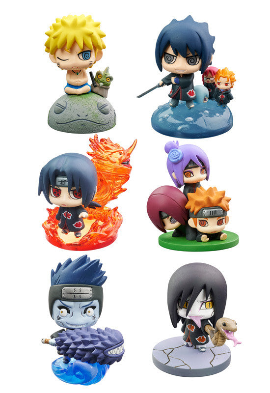 NARUTO SHIPPUDEN MEGAHOUSE PETIT CHARA LAND  NARUTO SHIPPUDEN NARUTO & AKATSUKI PART 2 (REPEAT) (Set of 6 Characters)