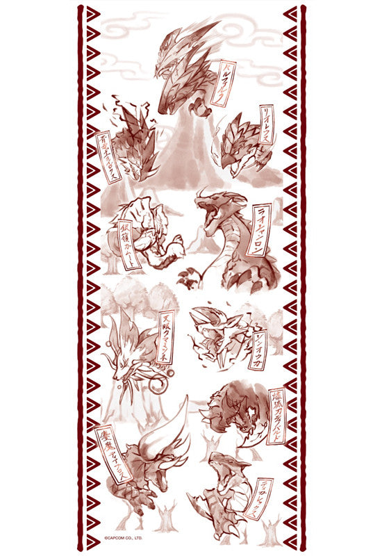 MONSTER HUNTER DOUBLE CROSS CAPCOM Japanese pattern Washcloth Red